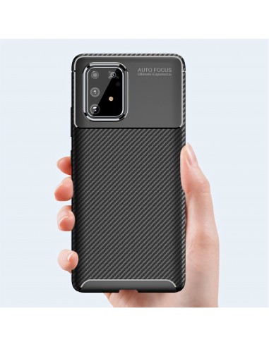 Coque silicone Galaxy S10 Lite et Galaxy A91 Style fibre de carbone - Noir