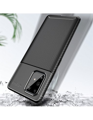 Coque silicone Galaxy S10 Lite et Galaxy A91 Style fibre de carbone - Noir