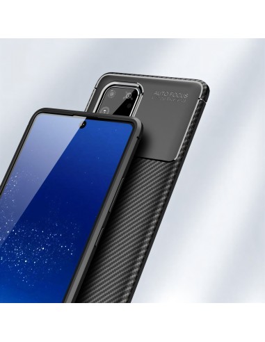 Coque silicone Galaxy S10 Lite et Galaxy A91 Style fibre de carbone - Noir