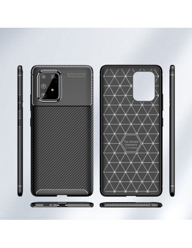 Coque silicone Galaxy S10 Lite et Galaxy A91 Style fibre de carbone - Noir