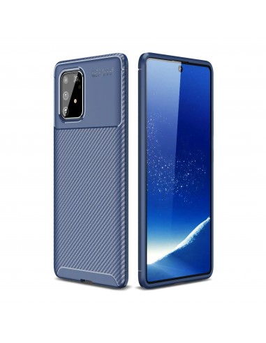 Coque silicone Galaxy S10 Lite et Galaxy A91 Style fibre de carbone - Bleu
