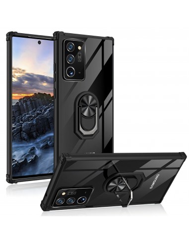 Coque antichoc Galaxy Note 20 Ultra Hybride Transparent avec anneau - Noir