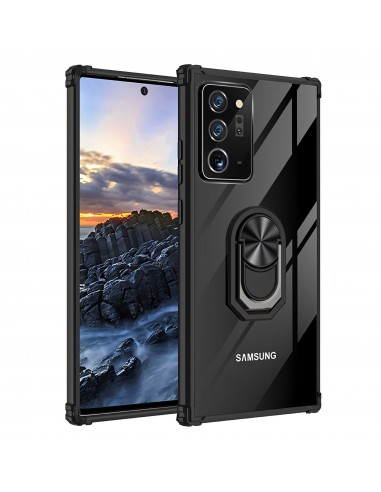 Coque antichoc Galaxy Note 20 Ultra Hybride Transparent avec anneau - Noir