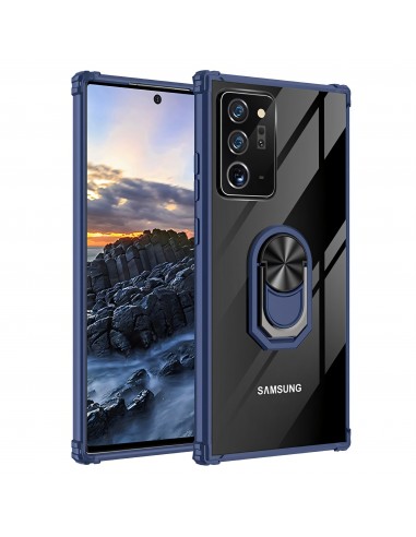 Coque antichoc Galaxy Note 20 Ultra Hybride Transparent avec anneau - Bleu