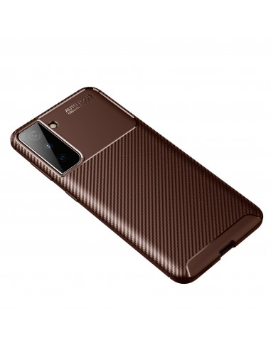 Coque silicone Galaxy S21 Plus Carbon Fiber - Marron