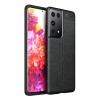 Coque silicone Galaxy S21 Ultra avec effet cuir - Noir