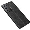 Coque silicone Galaxy S21 Ultra avec effet cuir - Noir