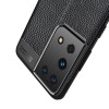 Coque silicone Galaxy S21 Ultra avec effet cuir - Noir