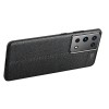 Coque silicone Galaxy S21 Ultra avec effet cuir - Noir