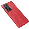 Coque silicone Galaxy S21 Ultra avec effet cuir - Rouge