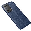 Coque silicone Galaxy S21 Ultra avec effet cuir - Bleu foncé