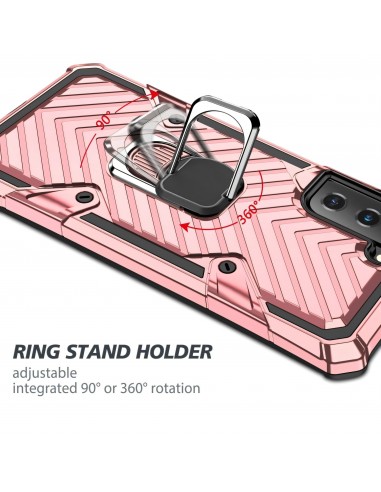 Coque antichoc Galaxy S21 Plus Metal Hybride Armor avec anneau - Rose