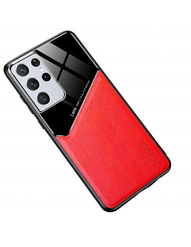 Coque antichoc Galaxy S21 Ultra Design avec partie métallique incorporée pour aimant - Rouge