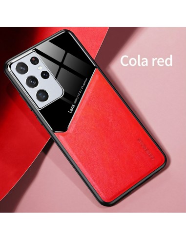 Coque antichoc Galaxy S21 Ultra Design avec partie métallique incorporée pour aimant - Rouge