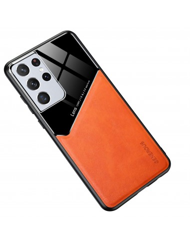 Coque antichoc Galaxy S21 Ultra Design avec partie métallique incorporée pour aimant - Orange