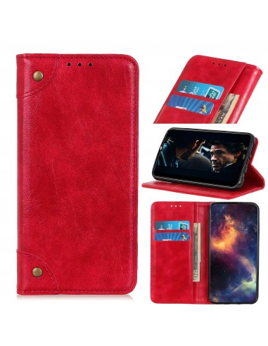 Etui portefeuille iPhone 12 mini Style cuir avec rangements cartes - Rouge