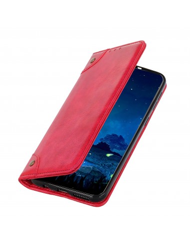 Etui portefeuille iPhone 12 mini Style cuir avec rangements cartes - Rouge