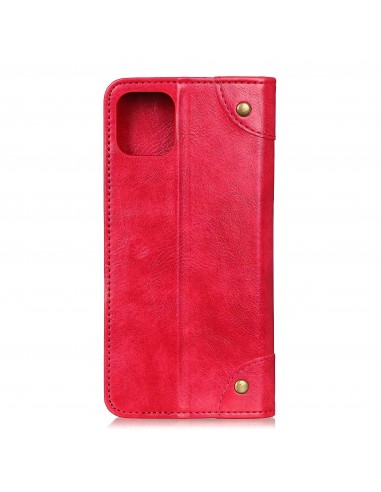 Etui portefeuille iPhone 12 mini Style cuir avec rangements cartes - Rouge
