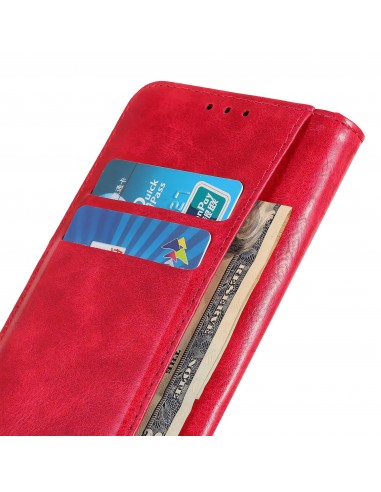 Etui portefeuille iPhone 12 mini Style cuir avec rangements cartes - Rouge