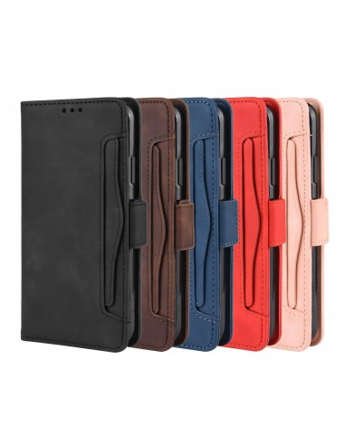 Etui portefeuille iPhone 12 mini avec coque silicone intégrée et multiple rangements cartes - Noir