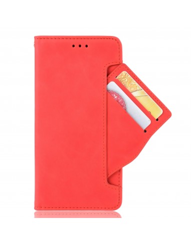 Etui portefeuille iPhone 12 mini avec coque silicone intégrée et multiple rangements cartes - Rouge