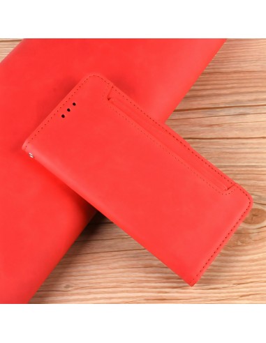 Etui portefeuille iPhone 12 mini avec coque silicone intégrée et multiple rangements cartes - Rouge