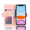 Etui portefeuille iPhone 12 mini avec coque silicone intégrée et multiple rangements cartes - Rose