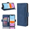 Etui portefeuille iPhone 12 mini avec coque silicone intégrée et multiple rangements cartes - Bleu foncé
