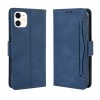 Etui portefeuille iPhone 12 mini avec coque silicone intégrée et multiple rangements cartes - Bleu foncé