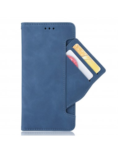 Etui portefeuille iPhone 12 mini avec coque silicone intégrée et multiple rangements cartes - Bleu foncé