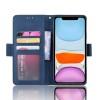 Etui portefeuille iPhone 12 mini avec coque silicone intégrée et multiple rangements cartes - Bleu foncé
