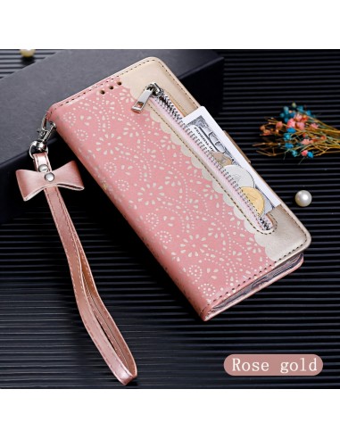 Etui portefeuille iPhone 12 Pro Max avec rangements intégrés - Rose