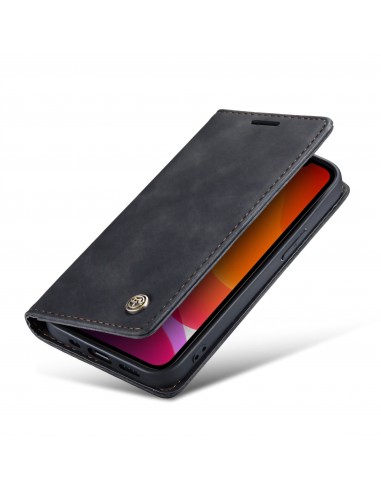 Etui portefeuille iPhone 12 Pro Max Simili cuir avec rangement carte CASEME - Noir