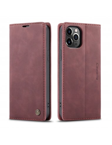 Etui portefeuille iPhone 12 Pro Max Simili cuir avec rangement carte CASEME - Bordeau