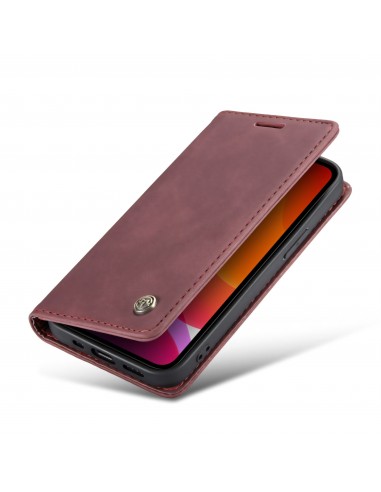 Etui portefeuille iPhone 12 Pro Max Simili cuir avec rangement carte CASEME - Bordeau