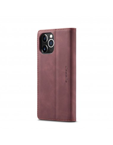 Etui portefeuille iPhone 12 Pro Max Simili cuir avec rangement carte CASEME - Bordeau