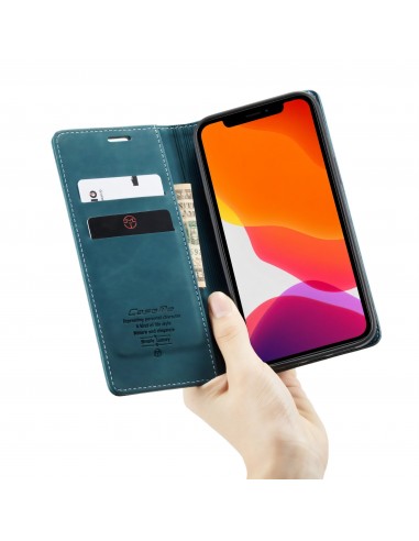 Etui portefeuille iPhone 12 Pro Max Simili cuir avec rangement carte CASEME - Vert