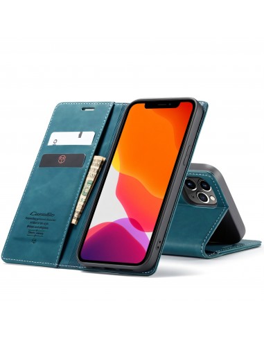 Etui portefeuille iPhone 12 Pro Max Simili cuir avec rangement carte CASEME - Vert