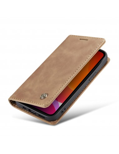 Etui portefeuille iPhone 12 Pro Max Simili cuir avec rangement carte CASEME - Marron