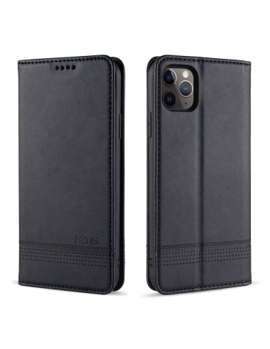 Etui portefeuille iPhone 12 pro et 12 Simili Cuir AZNS - Noir