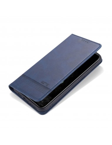 Etui portefeuille iPhone 12 pro et 12 Simili Cuir AZNS - Bleu foncé