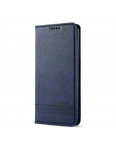 Etui portefeuille iPhone 12 pro et 12 Simili Cuir AZNS - Bleu foncé