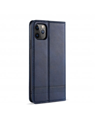 Etui portefeuille iPhone 12 pro et 12 Simili Cuir AZNS - Bleu foncé