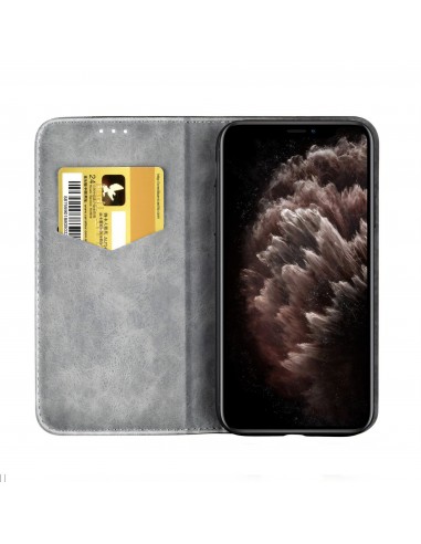 Etui portefeuille iPhone 12 Pro Max Bi Color Style Business - Gris