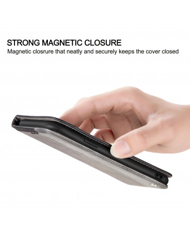 Etui portefeuille iPhone 12 Pro Max Bi Color Style Business - Gris