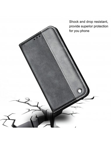 Etui portefeuille iPhone 12 Pro Max Bi Color Style Business - Gris