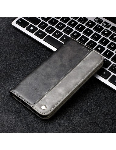 Etui portefeuille iPhone 12 Pro Max Bi Color Style Business - Gris