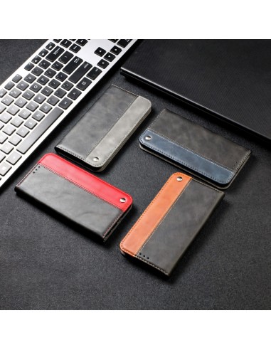 Etui portefeuille iPhone 12 Pro Max Bi Color Style Business - Gris