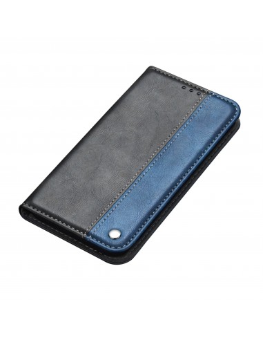 Etui portefeuille iPhone 12 Pro Max Bi Color Style Business - Bleu