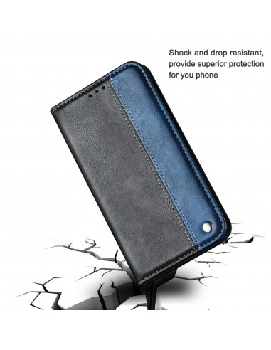 Etui portefeuille iPhone 12 Pro Max Bi Color Style Business - Bleu